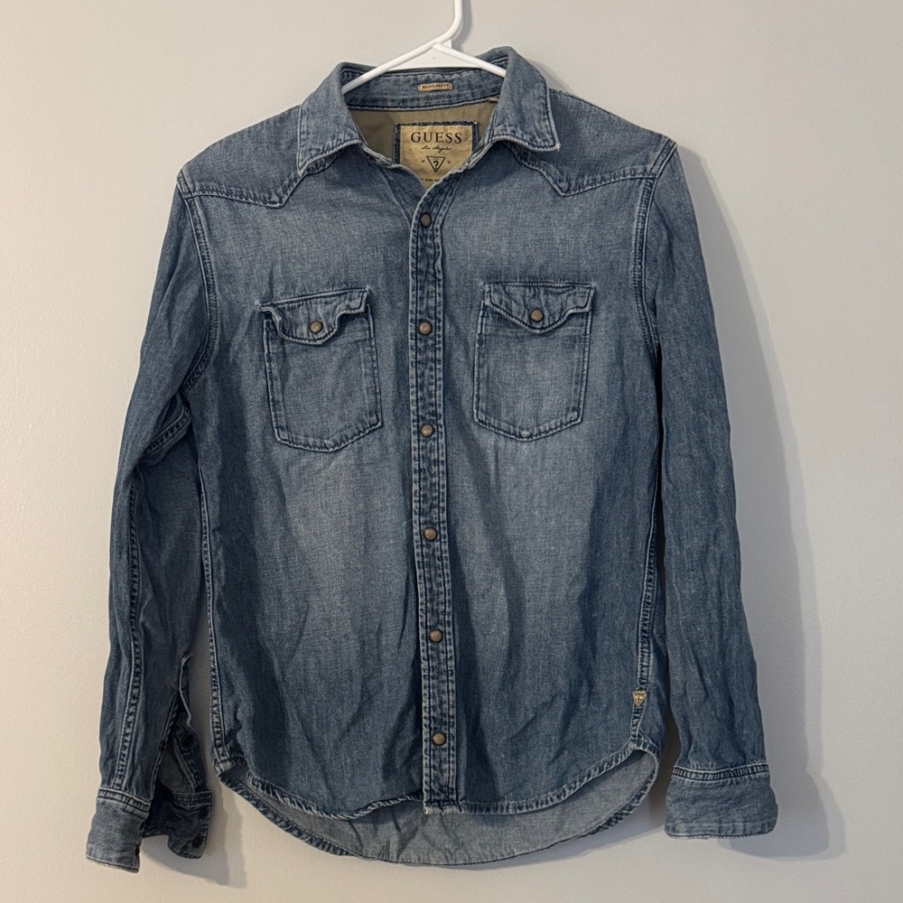 GUESS Men's Casual Indigo Shirt